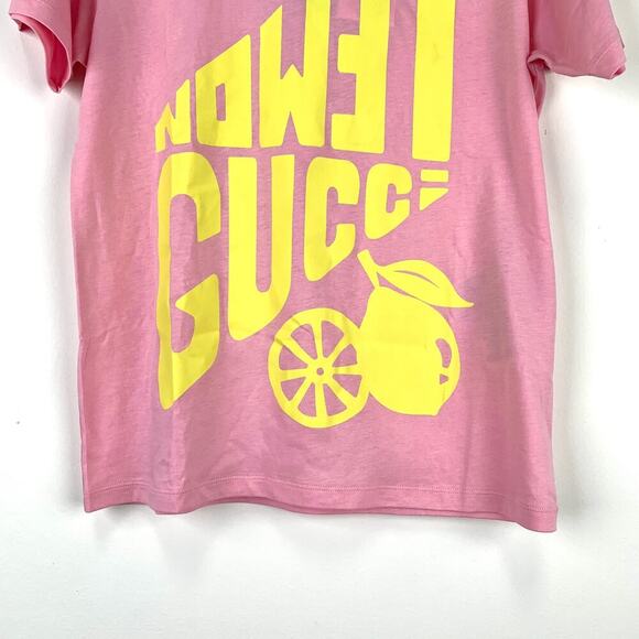 NWT Gucci Lemon Gucci print T-shirt Size XXS Pink - Picture 12 of 16